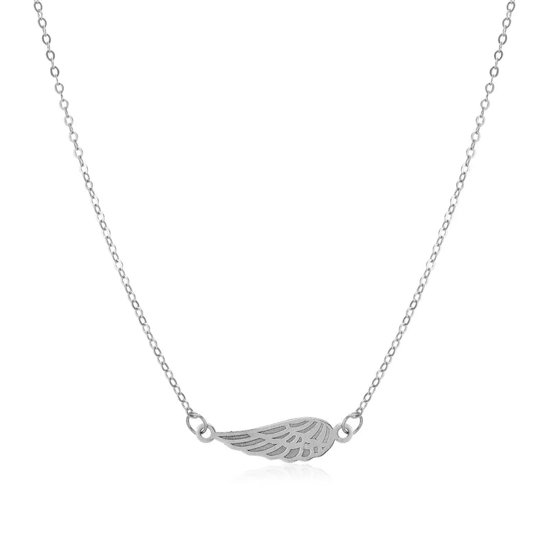 An image displaying 14K White Gold Angel Wing Necklace by Orca Market