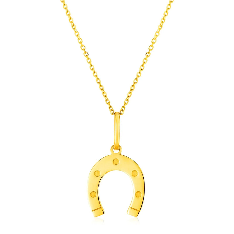An image displaying 14K Yellow Gold Necklace with Horseshoe by Orca Market