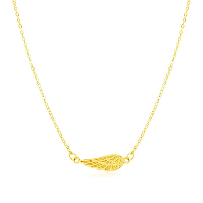 An image displaying 14K Yellow Gold Angel Wing Necklace by Orca Market