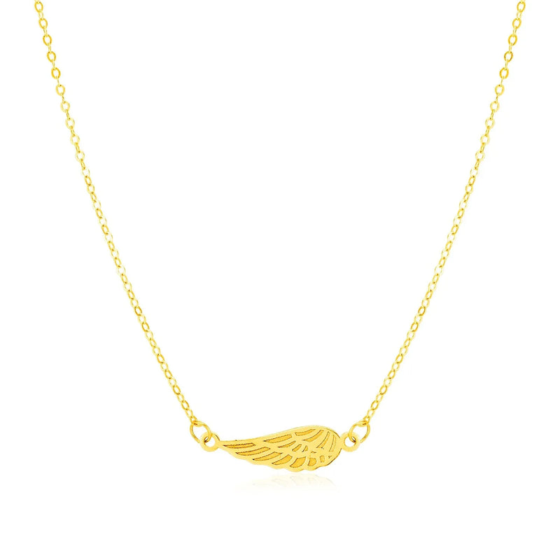 An image displaying 14K Yellow Gold Angel Wing Necklace by Orca Market