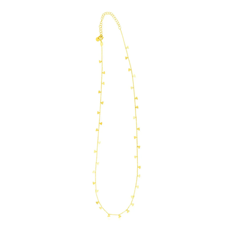 An image displaying 14K Yellow Gold Necklace with Dangling Hearts by Orca Market