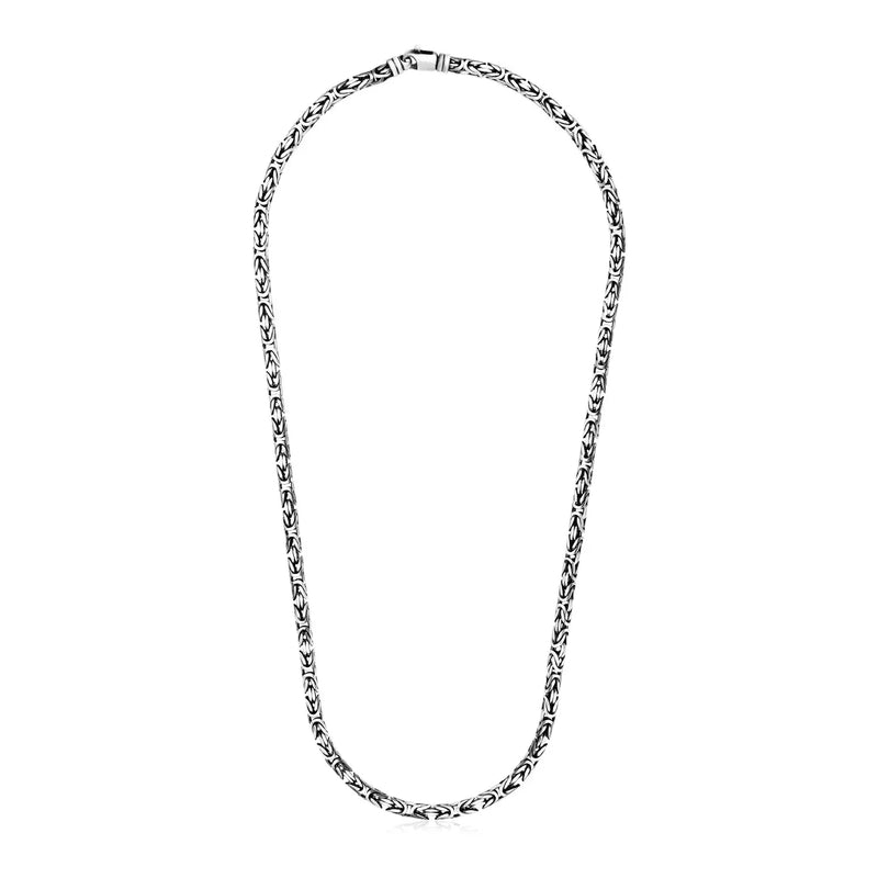An image displaying Sterling Silver Gunmetal Finish Byzantine Chain Necklace by Orca Market