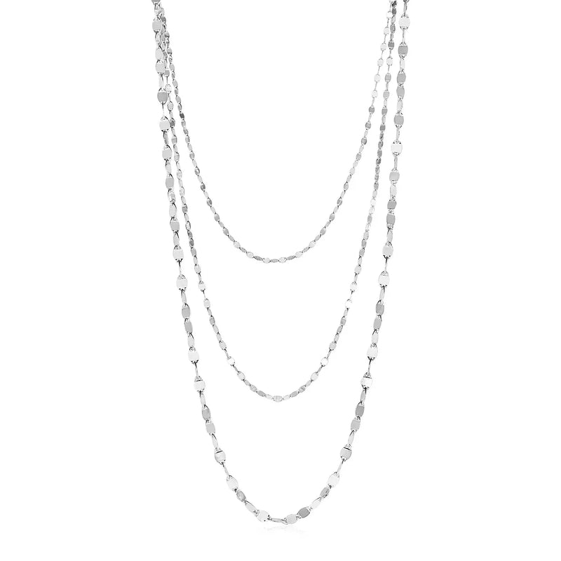 An image displaying Sterling Silver Three Strand Marina Link Necklace by Orca Market