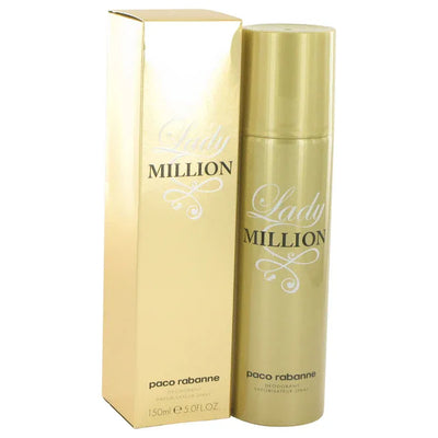 An image displaying Lady Million by Paco Rabanne Deodorant Spray 5 oz for Women by Paco Rabanne
