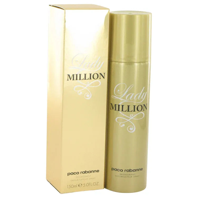 An image displaying Lady Million by Paco Rabanne Deodorant Spray 5 oz for Women by Paco Rabanne