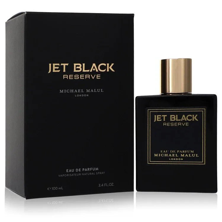 An image displaying Jet Black Reserve by Michael Malul Eau De Parfum Spray 3.4 oz for Men by Michael Malul