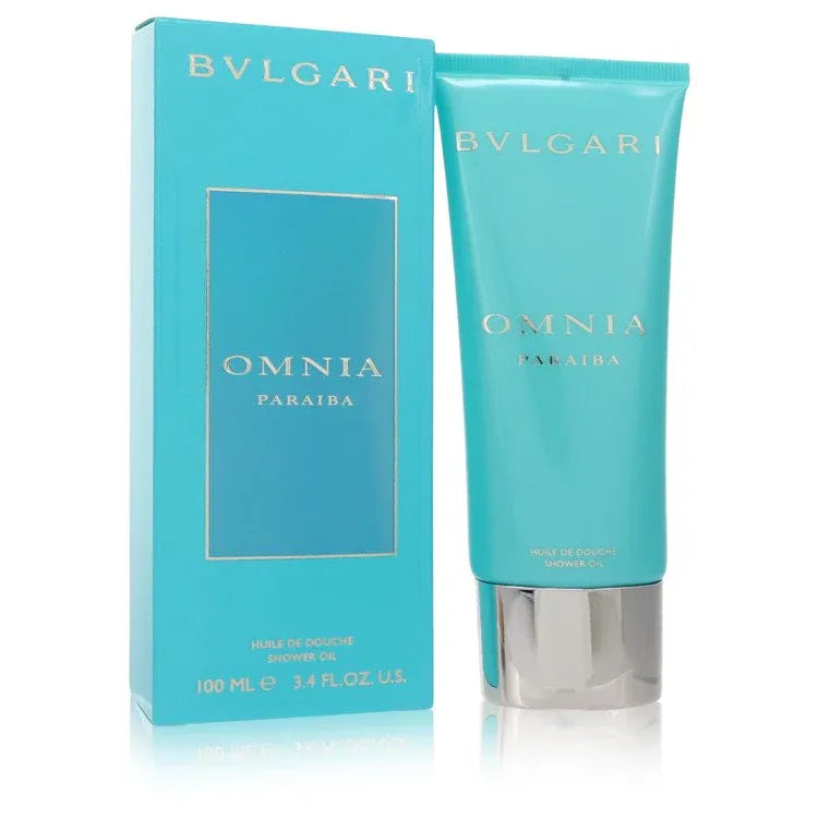 An image displaying Omnia Paraiba by Bvlgari Shower Oil 3.4 oz for Women by Bvlgari