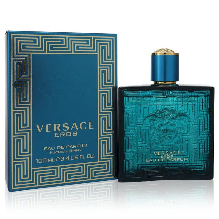 An image displaying Versace Eros by Versace Eau De Parfum Spray 3.4 oz for Men by Versace