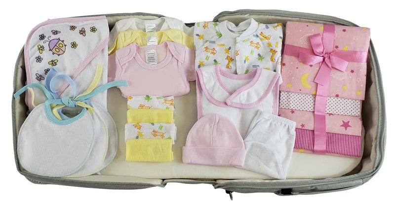 An image displaying Unisex 20 Piece Baby Clothing Starter Set With Diaper Bag by Bambini