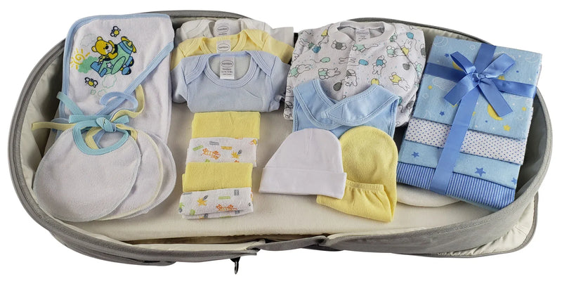 An image displaying Unisex 20 Piece Baby Clothing Starter Set With Diaper Bag by Bambini