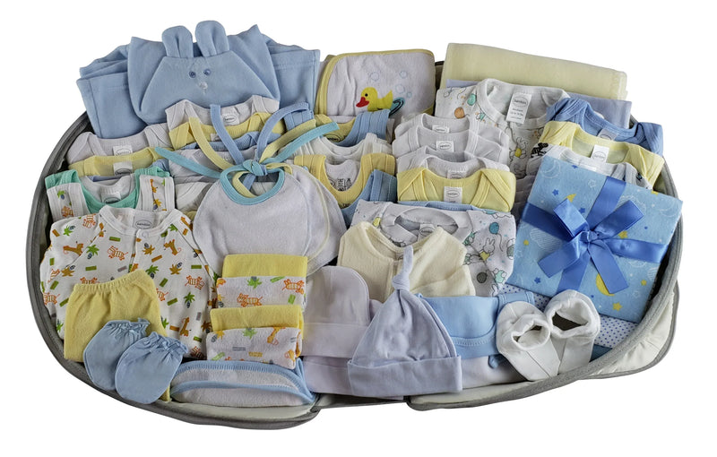 An image displaying Unisex 62 Piece Baby Clothing Starter Set With Diaper Bag by Bambini