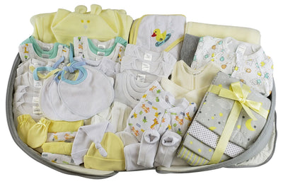 An image displaying Unisex 62 Piece Baby Clothing Starter Set With Diaper Bag by Bambini