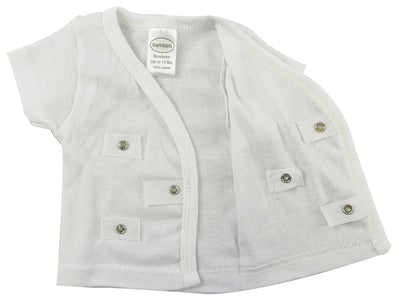 An image displaying White Side Snap Short Sleeve Shirt - 3 Pack by Bambini