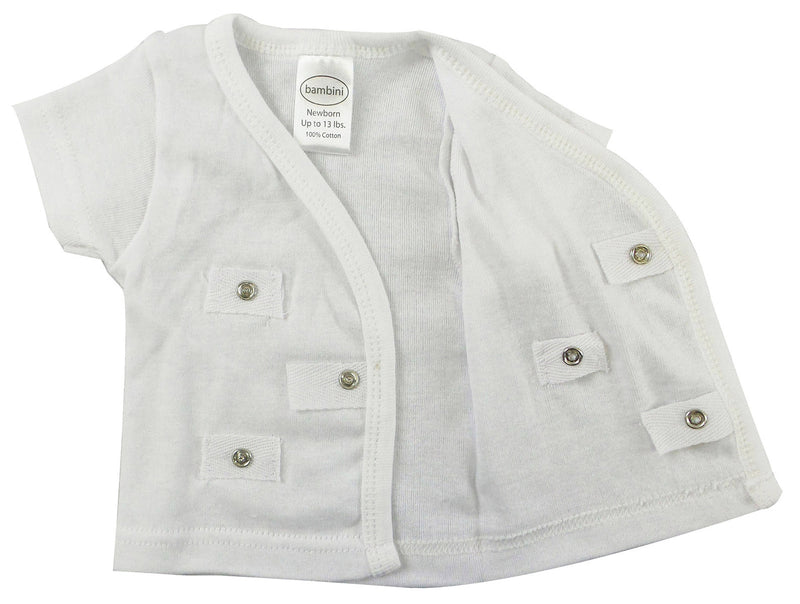 An image displaying White Side Snap Short Sleeve Shirt - 3 Pack by Bambini