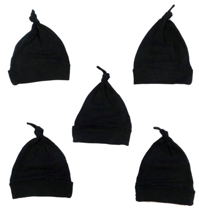 An image displaying Black Knotted Baby Cap (pack Of 5) by Bambini