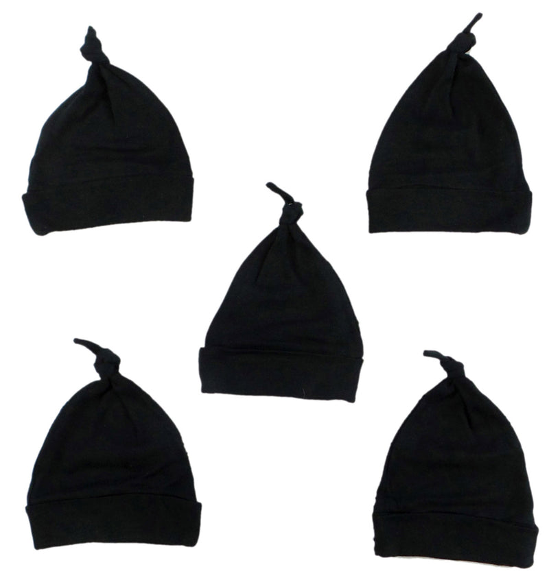 An image displaying Black Knotted Baby Cap (pack Of 5) by Bambini