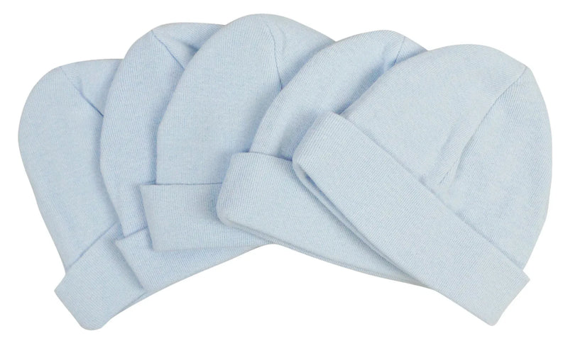 An image displaying Blue Baby Cap (pack Of 5) by Bambini