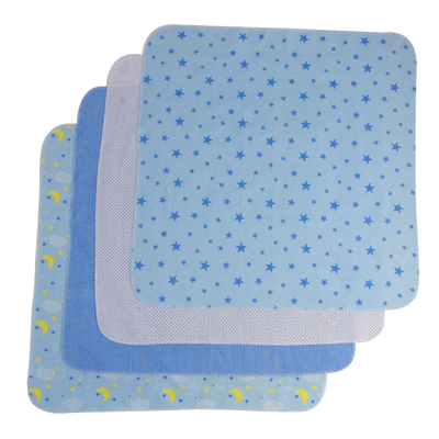 An image displaying Blue Four Pack Receiving Blanket - 4 Pack by Bambini