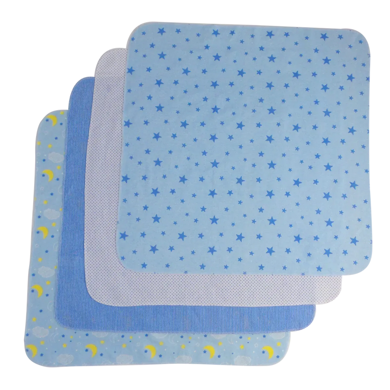 An image displaying Blue Four Pack Receiving Blanket - 4 Pack by Bambini