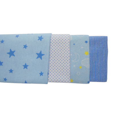 An image displaying Blue Four Pack Receiving Blanket - 4 Pack by Bambini