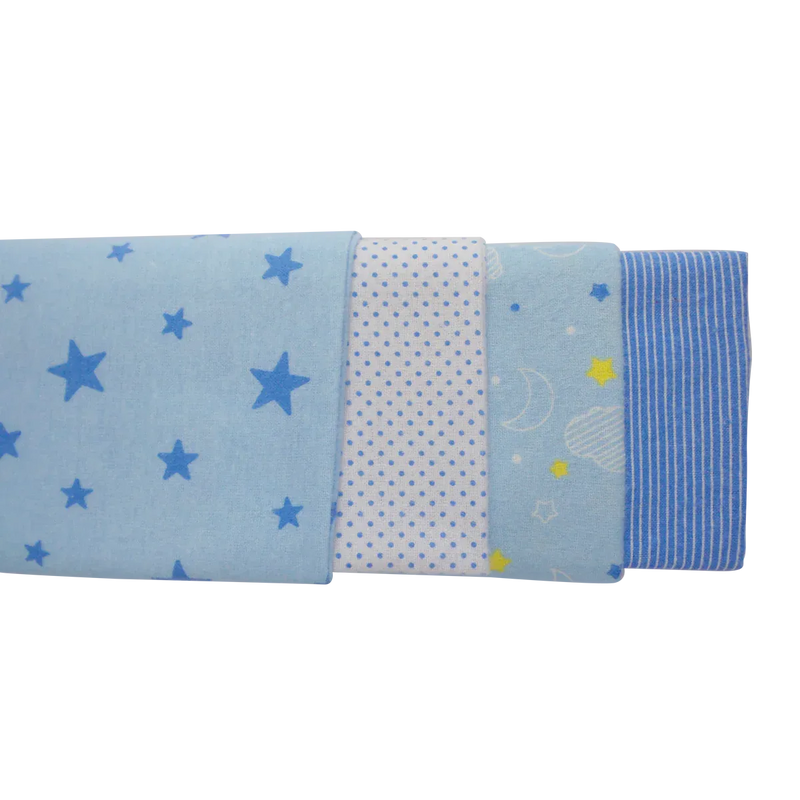 An image displaying Blue Four Pack Receiving Blanket - 4 Pack by Bambini
