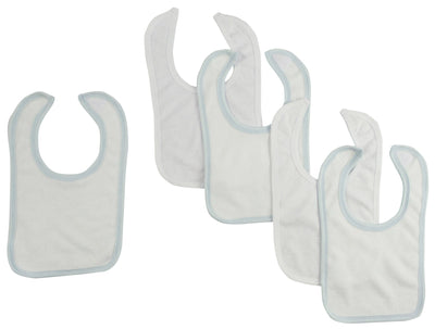 An image displaying White Bib With Blue Trim And White Trim (pack Of 5) by Bambini