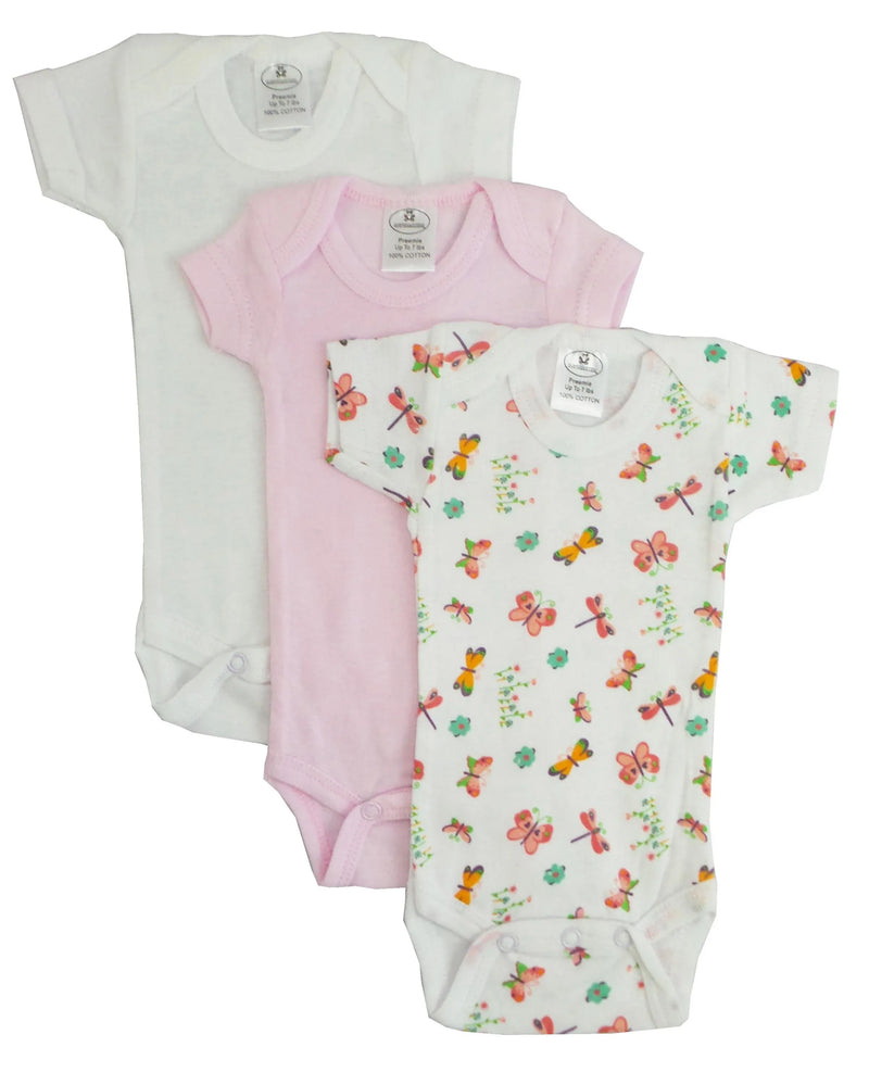 An image displaying Preemie Girls Printed Short Sleeve Variety Pack by Bambini