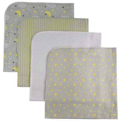An image displaying Yellow Flannel Receiving Blanket - 4 Pack by Bambini