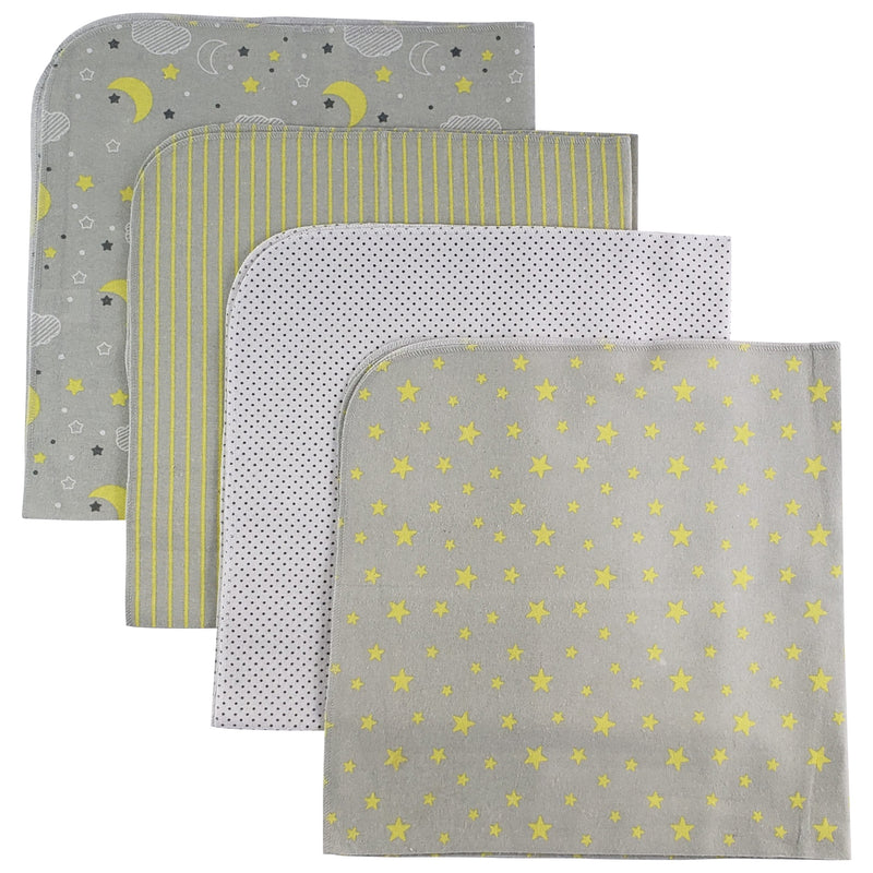 An image displaying Yellow Flannel Receiving Blanket - 4 Pack by Bambini