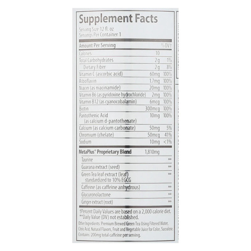 Celsius Non-carbonated Raspberry Acai Green Tea Dietary Supplement  - Case Of 12 - 12 Ounce