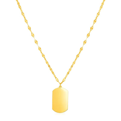 An image displaying 14K Yellow Gold Dog Tag Necklace by Orca Market