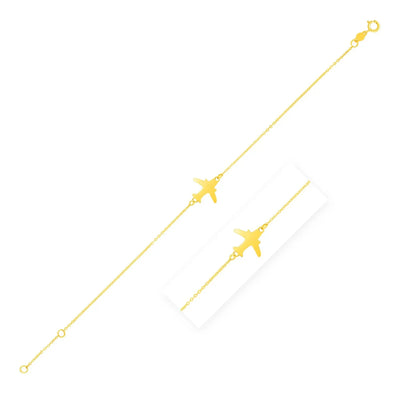 An image displaying 14K Yellow Gold Airplane Bracelet by Orca Market