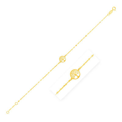 An image displaying 14K Yellow Gold Tree of Life Bracelet by Orca Market