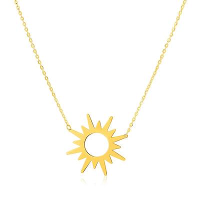 An image displaying 14K Yellow Gold Sunburst Necklace by Orca Market