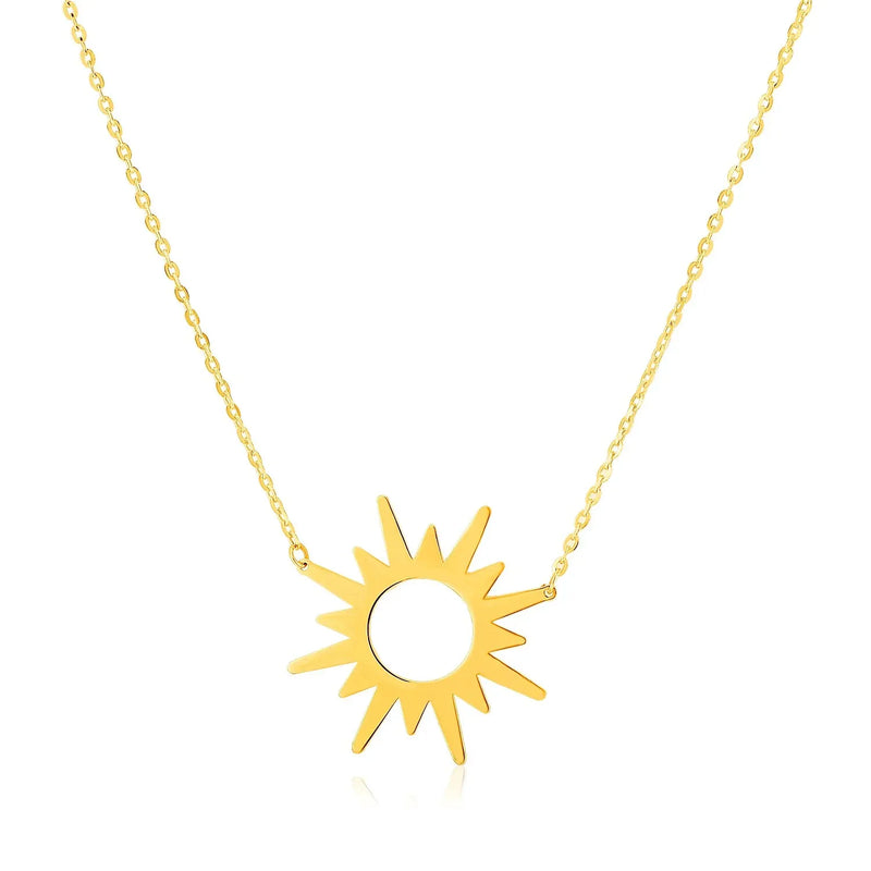 An image displaying 14K Yellow Gold Sunburst Necklace by Orca Market