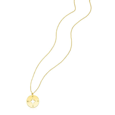 An image displaying 14K Yellow Gold Necklace with Compass by Orca Market