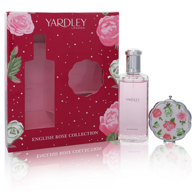 An image displaying English Rose Yardley by Yardley London Gift Set -- 4.2 oz Eau De Toilette Spray + Compact Mirror for Women by Yardley London