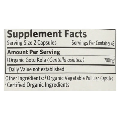 An image displaying Organic India Tulsi Wellness Supplements, Gotu Kola - 1 Each - 90 Vegetarian Capsules by Organic India
