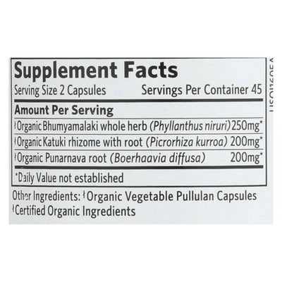 An image displaying Organic India Usa Whole Herb Supplement, Liver Kidney - 1 Each - 90 Vegetarian Capsules by Organic India