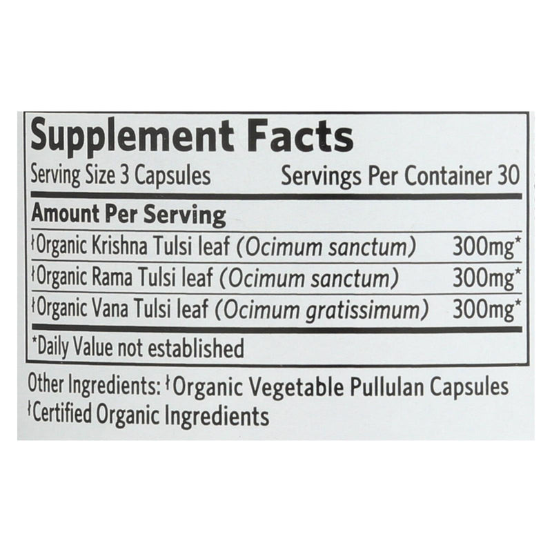 Organic India Usa Whole Herb Supplement, Tulsi--holy Basil - 1 Each - 90 Vcap - Orca Market