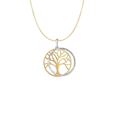 An image displaying Two Layer Tree Pendant in 14k Two Tone Gold by Orca Market