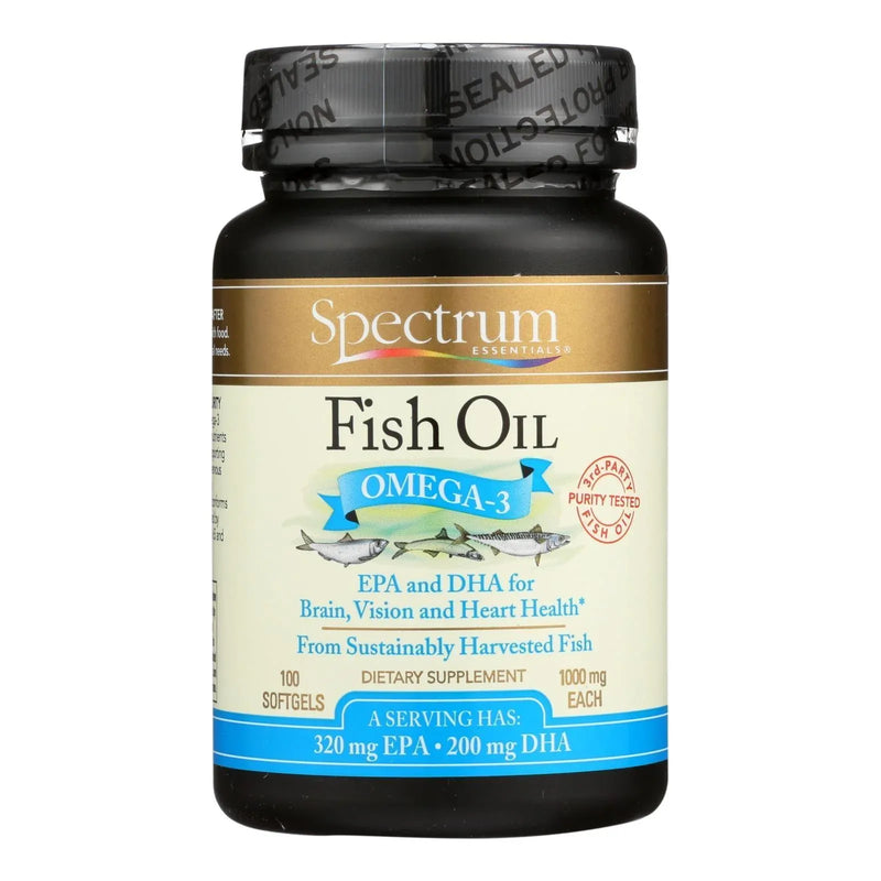 An image displaying Spectrum Essentials Omega-3 Fish Oil Dietary Supplement - 1 Each - 100 Cap by Spectrum Essentials