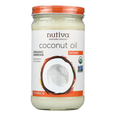 An image displaying Nutiva Organic Coconut Oil - Refined - Case Of 6 - 23 Fl Oz. by Nutiva