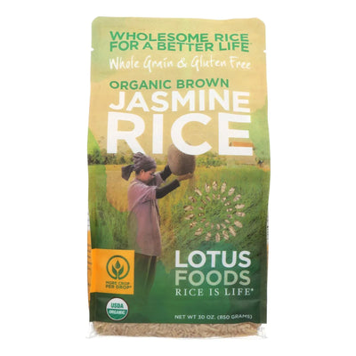 An image displaying Lotus Foods Organic - Rice - Brown - Jasmine - Case Of 6 - 30 Ounce by Lotus Foods
