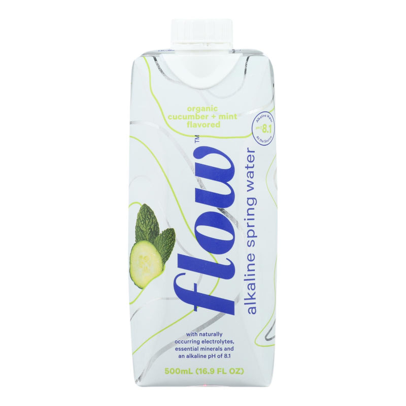 An image displaying Flow - Sprg Water Alka Cuc Mint - Case Of 12 - 500 Ml by Flow