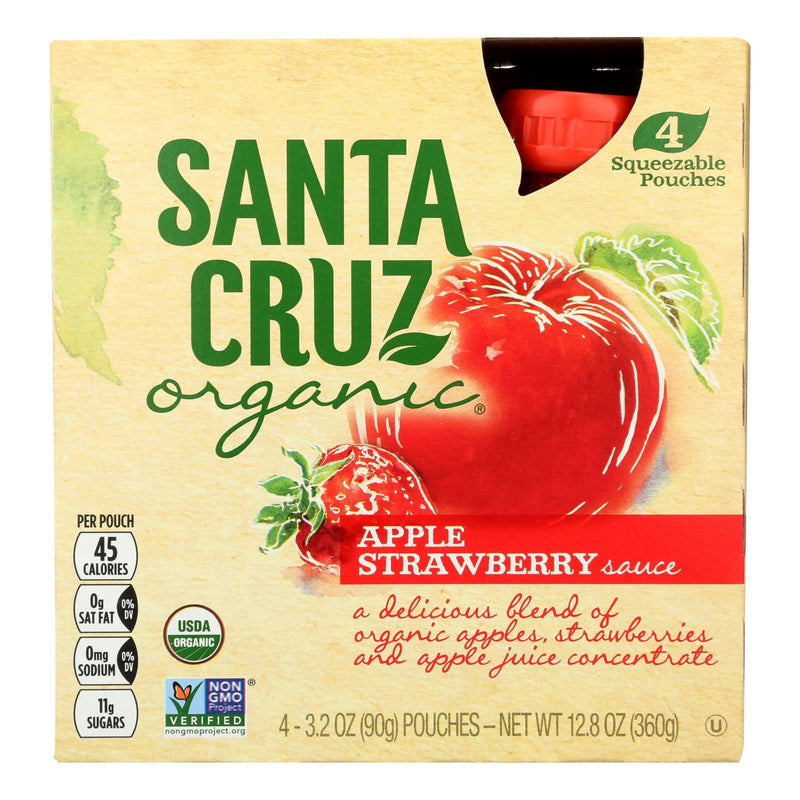 Santa Cruz Organic Apple Sauce - Strawberry - Case Of 6 - 3.2 Ounce