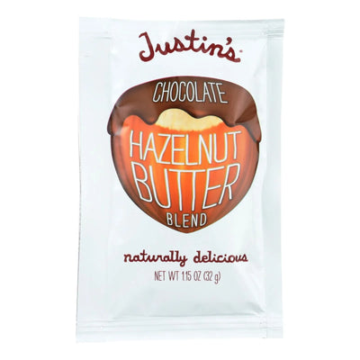 An image displaying Justin's Nut Butter Squeeze Pack - Hazelnut Butter - Chocolate - Case Of 10 - 1.15 Ounce by Justin's Nut Butter