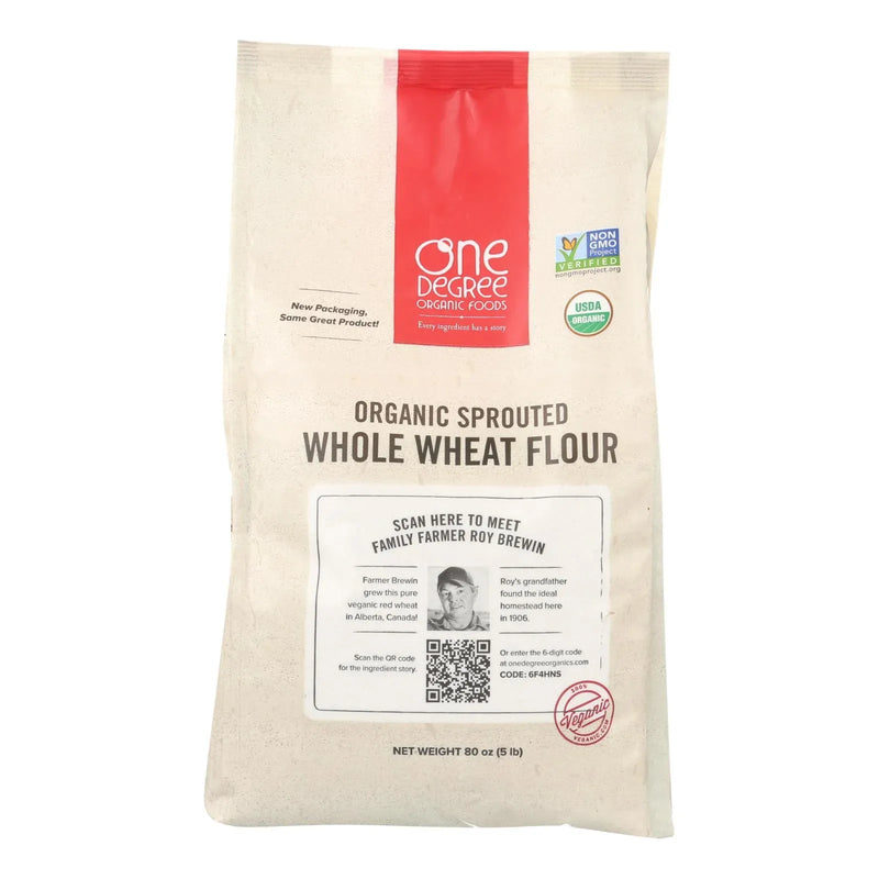 An image displaying One Degree Organic Foods Whole Wheat Flour - Organic - Case Of 4 - 80 Ounce. by One Degree Organic Foods