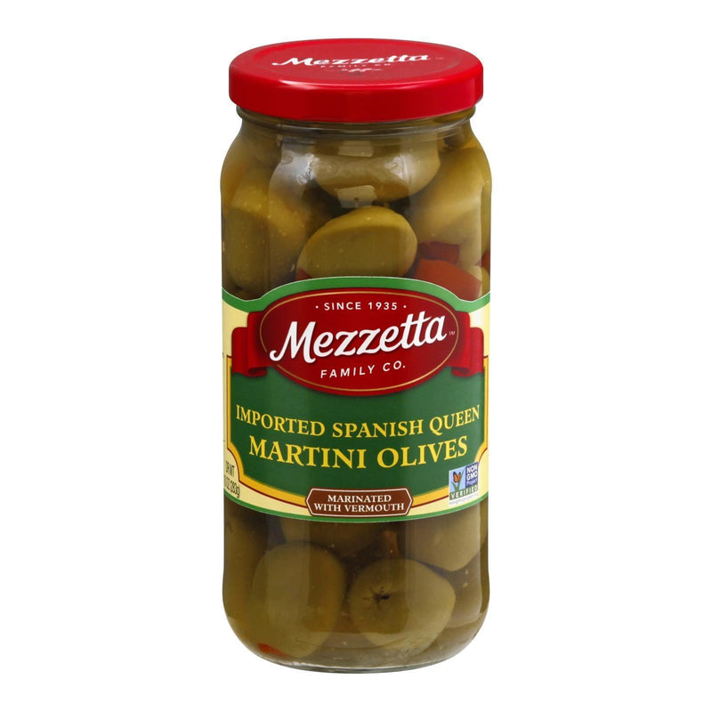 Mezzetta Imported Spanish Queen Martini Olives In Dry Vermouth - Case Of 6 - 10 Ounce