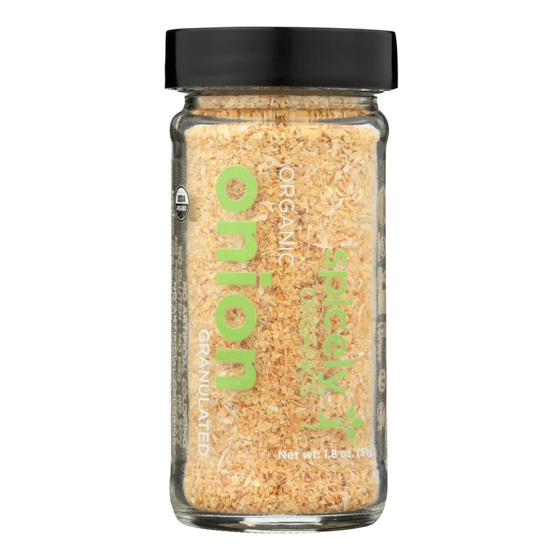 An image displaying Spicely Organics - Organic Onion - Granulates - Case Of 3 - 1.8 Ounce by Spicely Organics